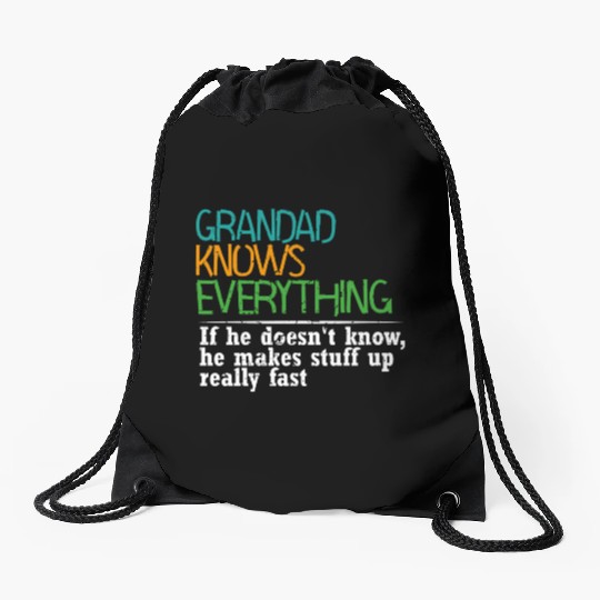GRANDAD KNOWS EVERYTHING - GIFT FOR GRANDAD - FUNN Drawstring Bags
