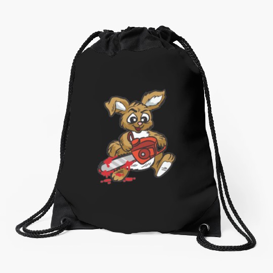 BAD BUNNY WITH CHAINSAW Drawstring Bags