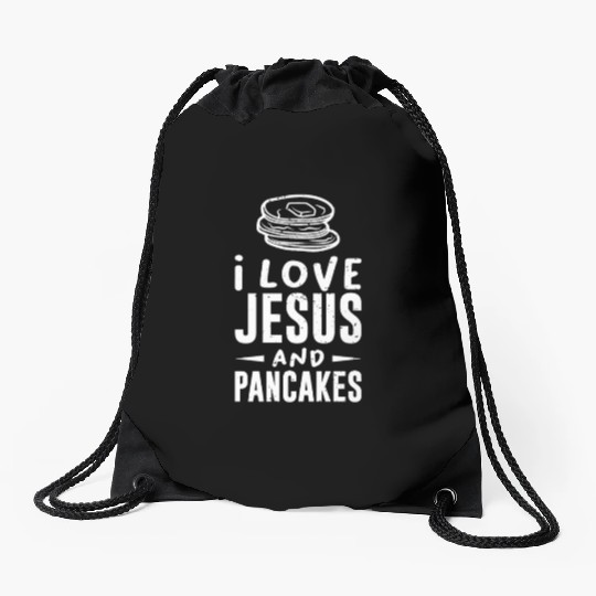 Christian Faith I love Jesus and Pancakes Gift Drawstring Bags