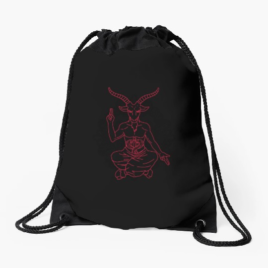Horned Devil Black Goat Baphomet Tarot Card Satan Drawstring Bags