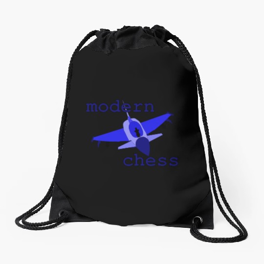 modern chess in royal blue Drawstring Bags