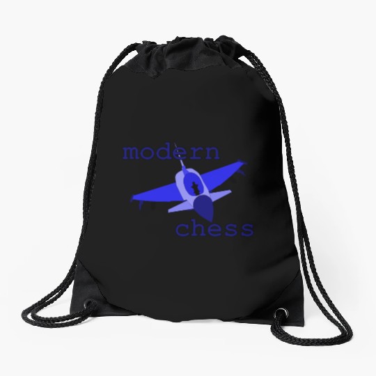 modern chess in royal blue Drawstring Bags