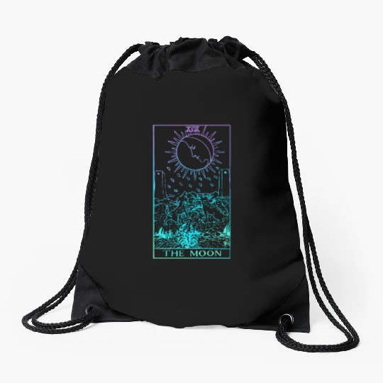 The Moon Tarot Card Rider Waite Witchy Drawstring Bags
