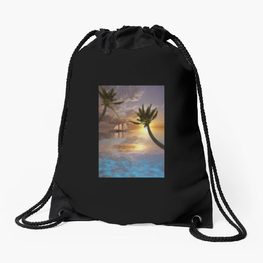 Tropical Waters Drawstring Bags