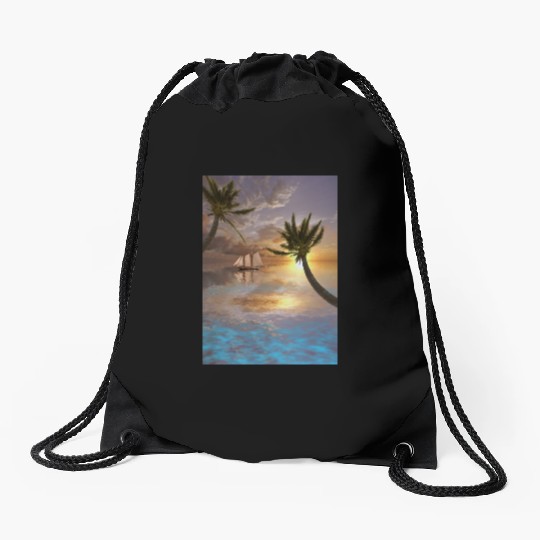 Tropical Waters Drawstring Bags