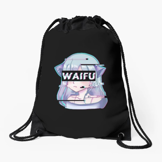 Aesthetic Vaporwave Anime Girl Drawstring Bags
