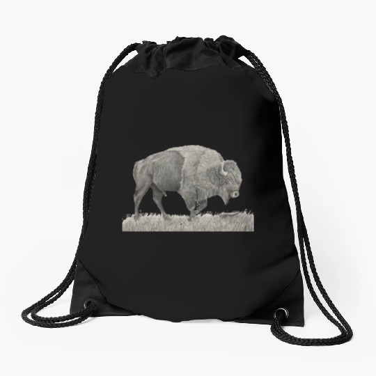 Buffalo Drawing Drawstring Bags