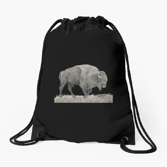 Buffalo Drawing Drawstring Bags