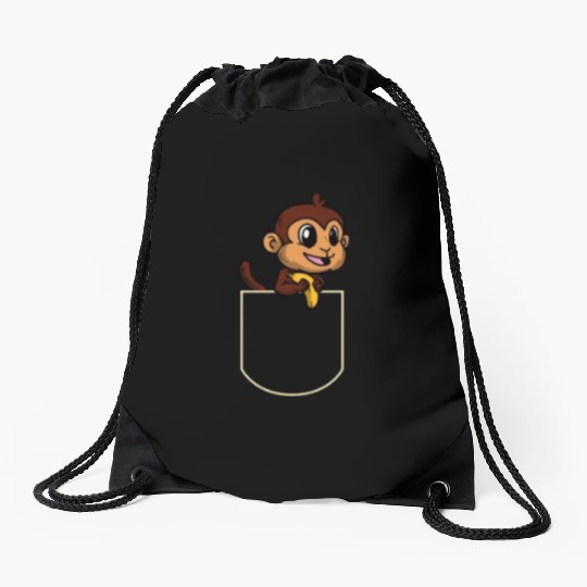 Ape In The Pocket Gift Monkey Pocket Drawstring Bags