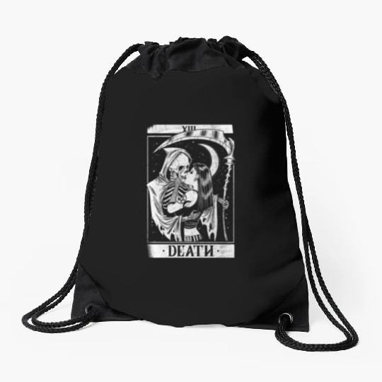 Blackcraft Death the Grim Reaper Kiss Tarot Card Drawstring Bags