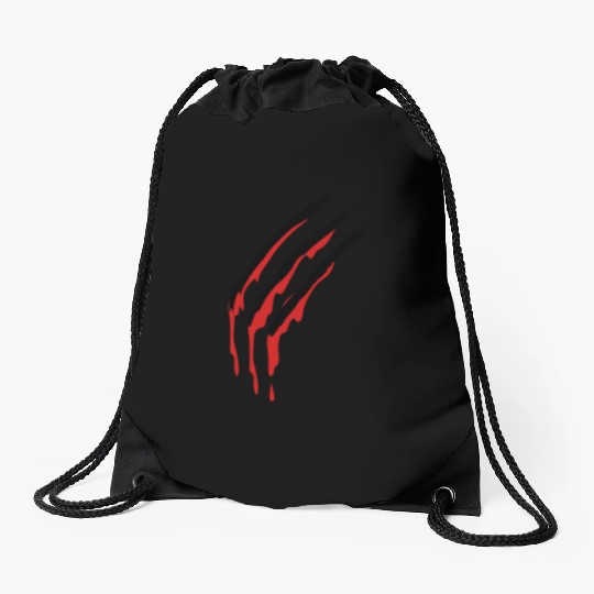 three slashes with blood werewolf Drawstring Bags