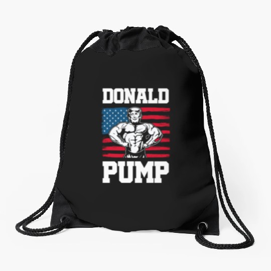 Donald Pump Trump Workout Patriotic Fitness Gym Fu Drawstring Bags