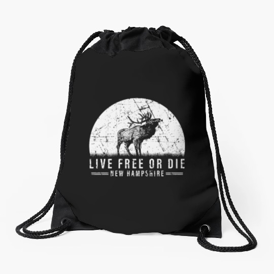 Live Free or Die New Hampshire Hiking Drawstring Bags