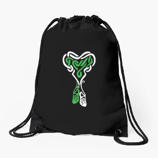 Irish Step Dancing Celtic Knot Heart Drawstring Bags