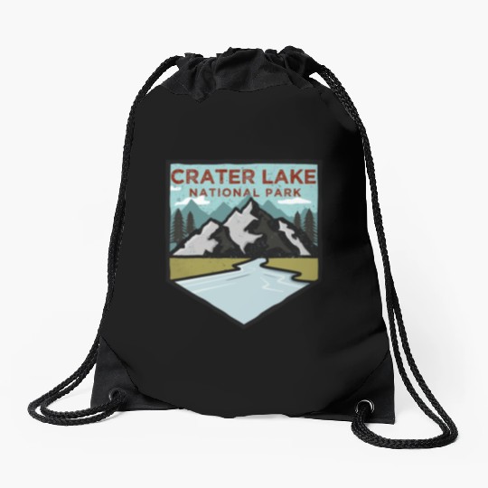 Retro Vintage Crater Lake National Park Gift Drawstring Bags