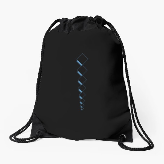 Squares design with drop shadow-light blue Drawstring Bags