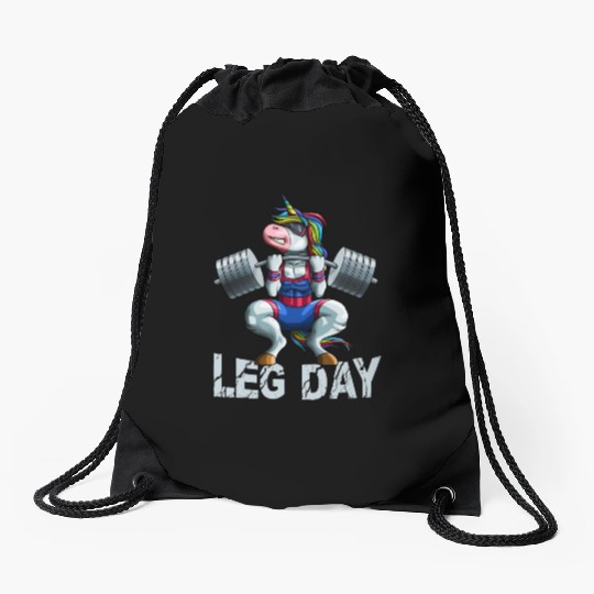Leg Day Squat Unicorn Weight Lifter Barbell Gym Tr Drawstring Bags