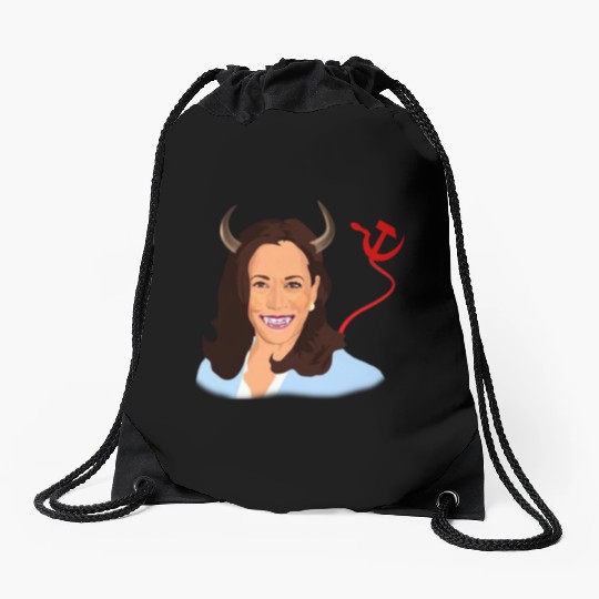 Trump kamala harris monster communist Drawstring Bags