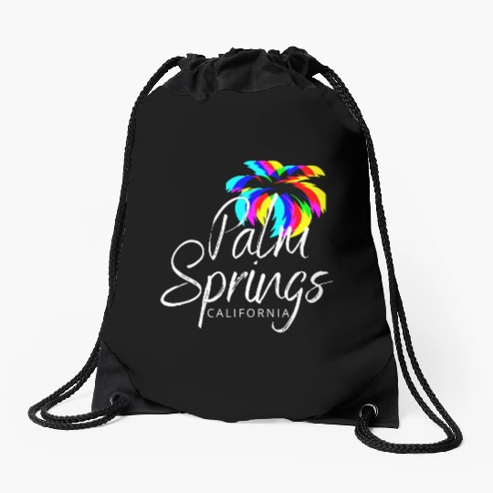 Palm Springs Neon Tree (White) Drawstring Bags