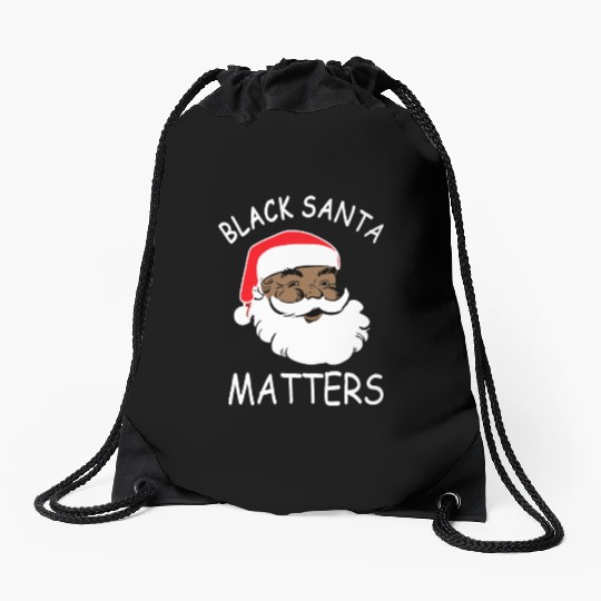 African American Black Santa Matters Christmas Drawstring Bags
