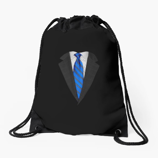 Blue Suit Up! Realistic Suit & Tie Casual Graphic Drawstring Bags