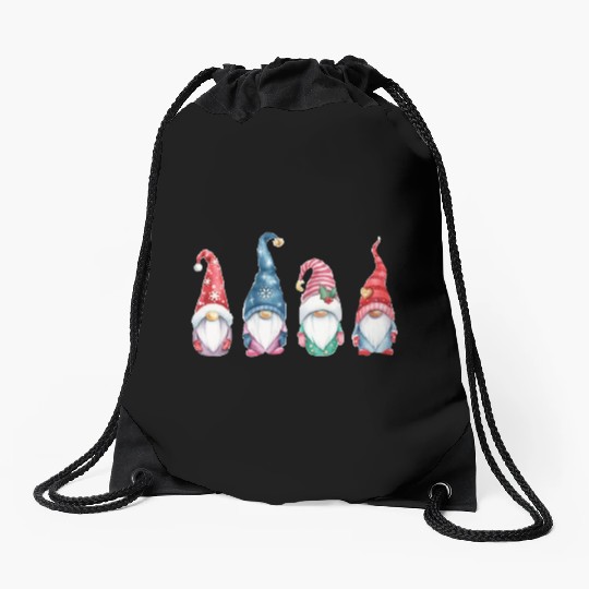 Merry Christmas Gnomes Drawstring Bags