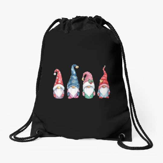 Merry Christmas Gnomes Drawstring Bags