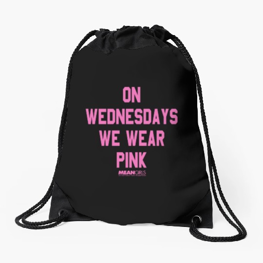 Mean Girls Pink On Wednesday Square Text Drawstring Bags