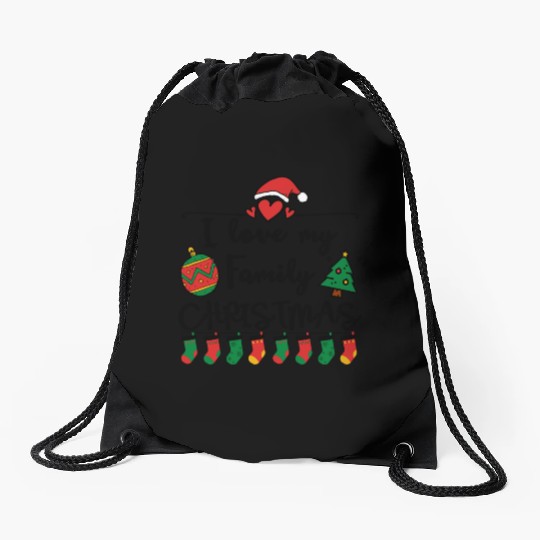 I Love My Family ,Christmas family Drawstring Bags.
