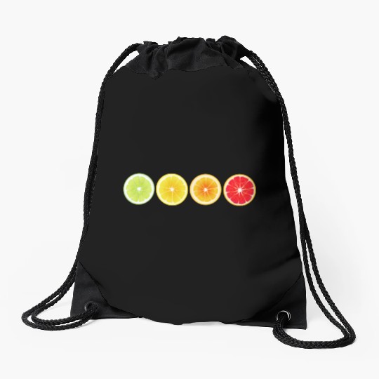 Lime Lemon Orange Vitamin Citrus Wheels of a Drawstring Bags