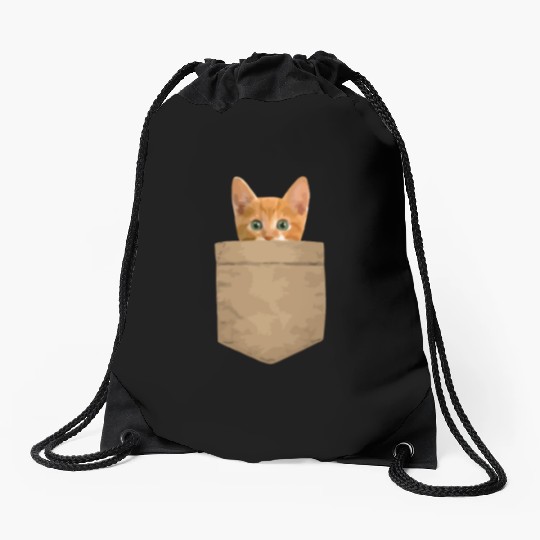 Orange Cat Drawstring Bags Kitty In My Your Pocket Long Slee