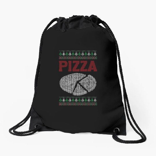 Christmas Pizza Lover Funny Winter Holiday Gift Drawstring Bags
