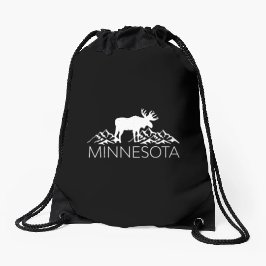 Minnesota Moose And Mountains Souvenir Nature Drawstring Bags