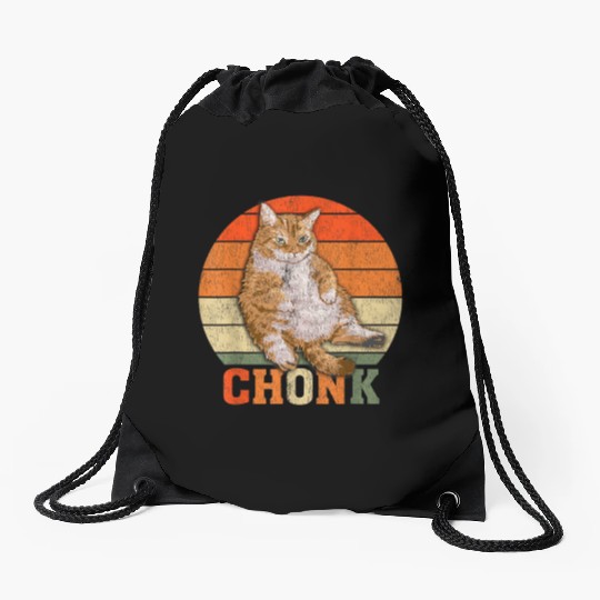 Funny Overweight Chubby Chonk Cat Meme Memes Drawstring Bags