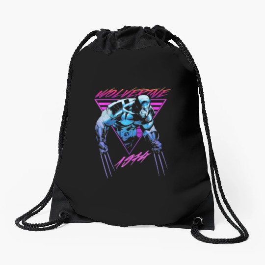 M-a-r-v-e-l W-o-l-verine Neon Retro Logan Graphic Drawstring Bags
