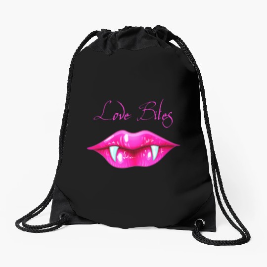 Pastel Goth Love Bites Vampire Lips Valentine Drawstring Bags