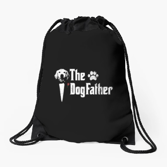 Mens The Dogfather Golden Retriever Dog Dad Father Drawstring Bags