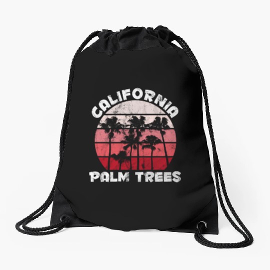 California Palm Trees Malibu Drawstring Bags