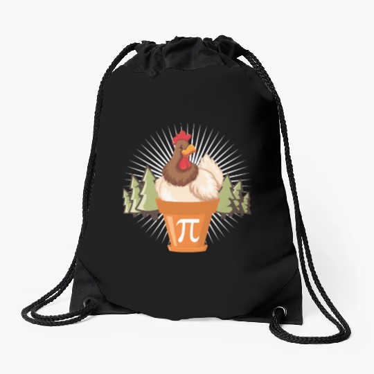 Chicken Pot Funny Pi Day Math lover 3.14 Drawstring Bags