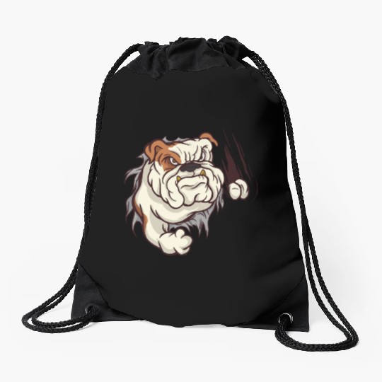 Angry bulldog cool dogs design Drawstring Bags