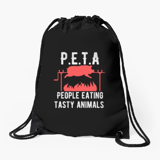 Funny P E T A People Eating Tasty Animals Design Drawstring Bags