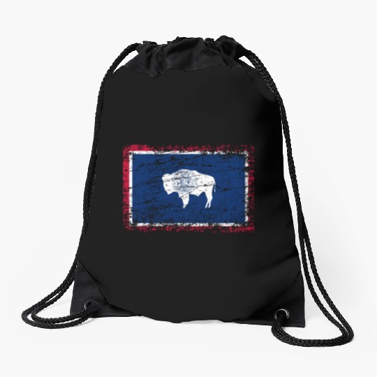 Wyoming ensign flag used look Drawstring Bags