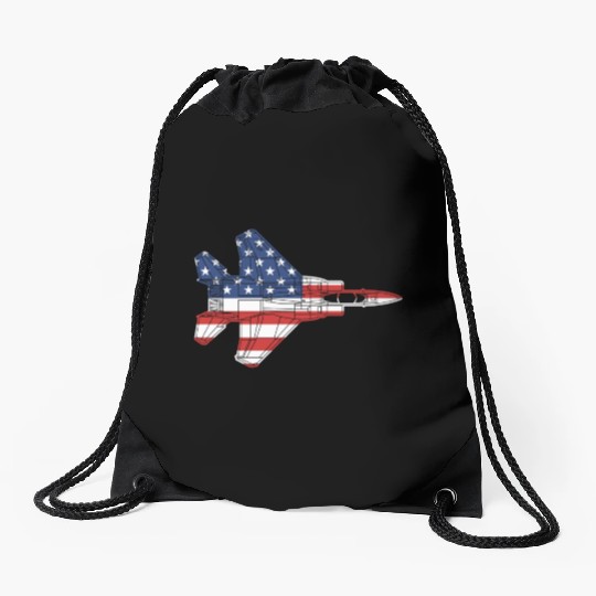 F-15 Eagle Fighter Jet Airplane American Flag F15l Drawstring Bags