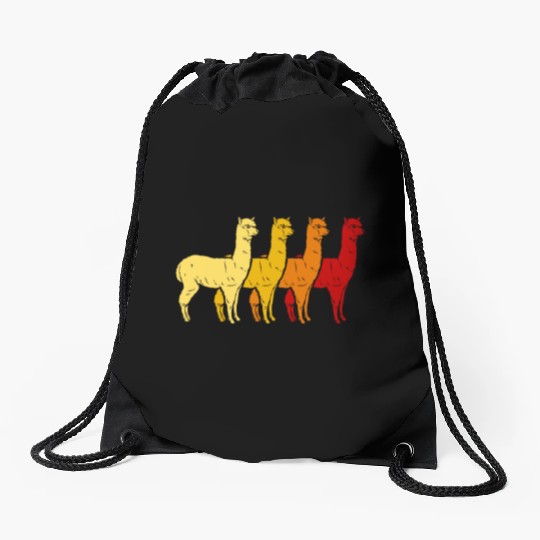 Retro Llama Alpaca Sunset Art Boy Girl Kids Animal Drawstring Bags