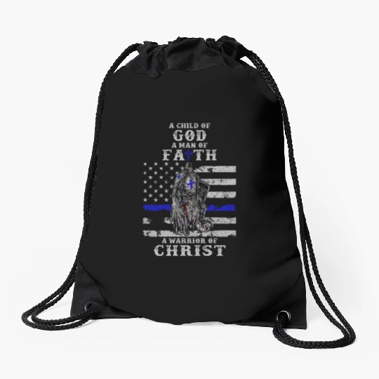Police Officer Knight Templar A Child Of God A Man Drawstring Bags