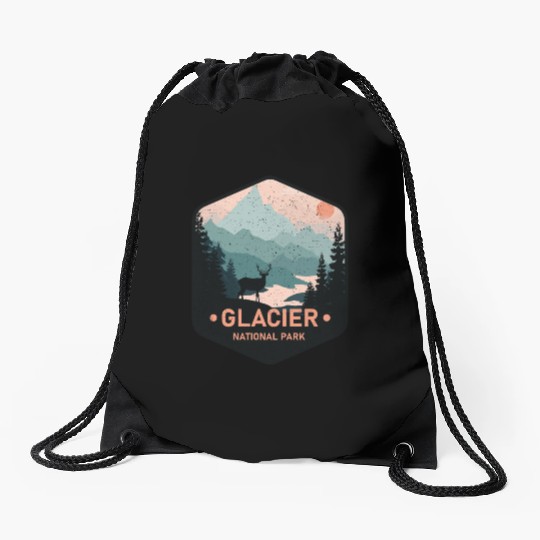 Vintage Glacier National Park Deer Mountains Gift Drawstring Bags
