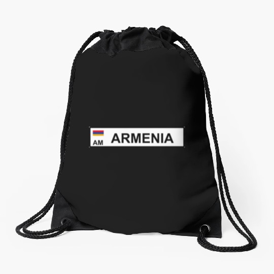Realistic Armenia License Plate Sticker Drawstring Bags