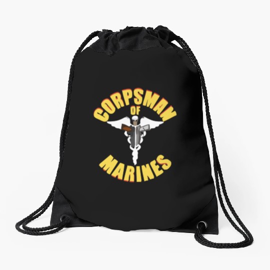 Us Navy Corpsman 8404 Fmf Veteran Front & Back Des Drawstring Bags