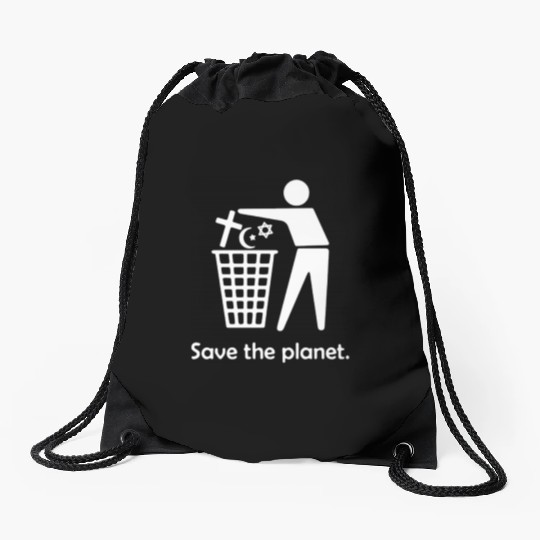 Save The Planet funny Drawstring Bags