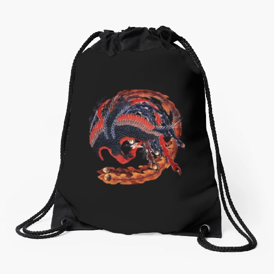 Phoenix that glares in all directions by Hokusai Drawstring Bags